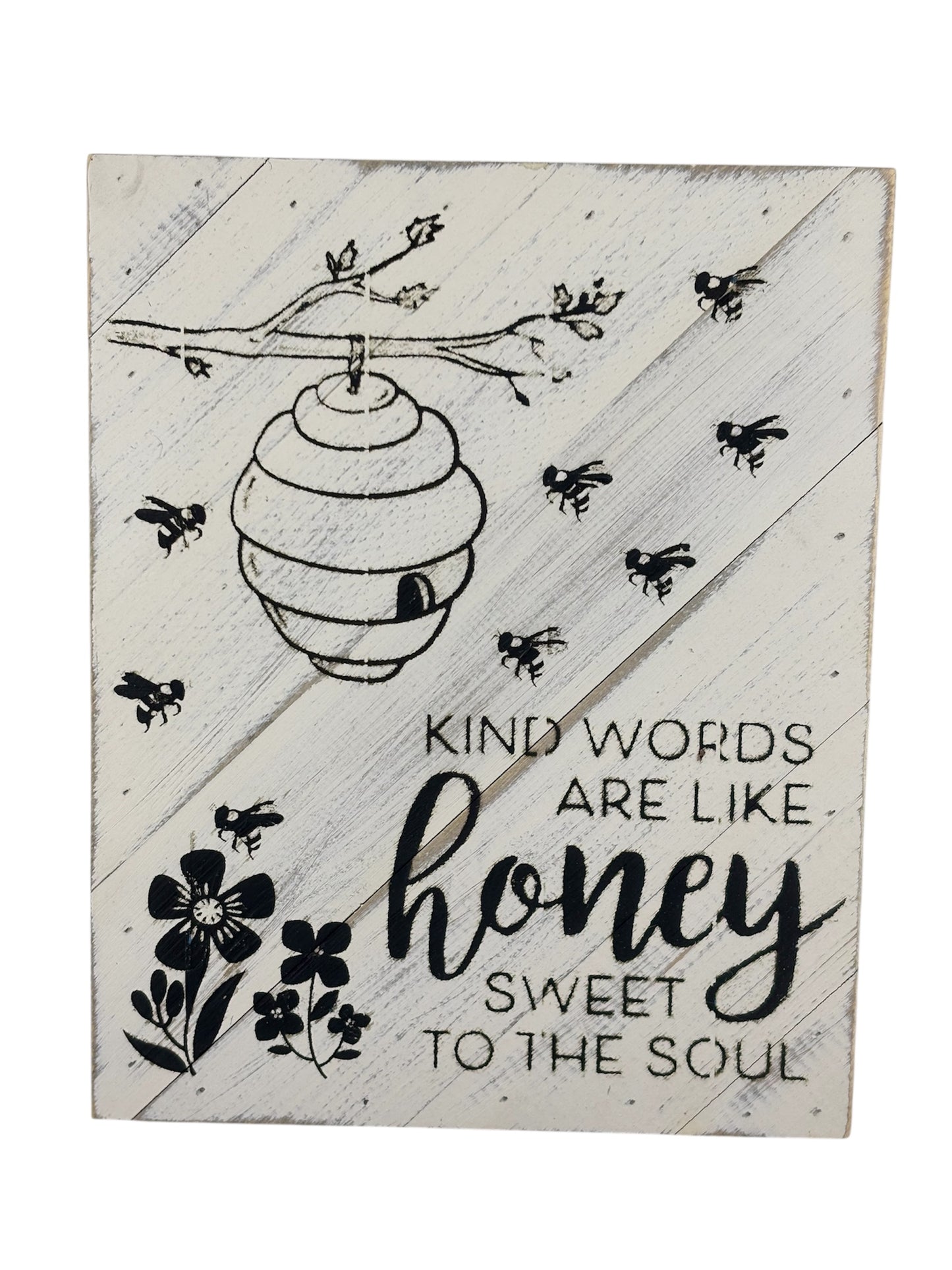 8" x 10" Rustic Engraved Bee Wall Decor – Farmhouse Style Wooden Sign