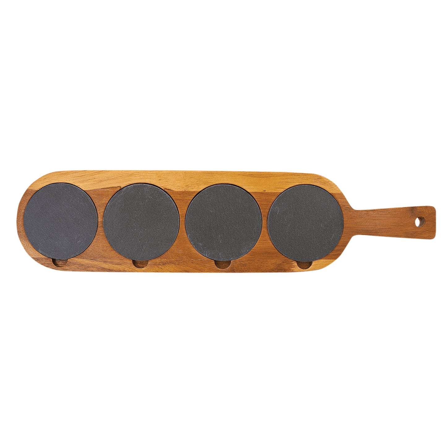 Custom Engraved Acacia Wood Serving Board with Slate Coasters – Personalized Charcuterie Tray – Wedding or Housewarming Gift