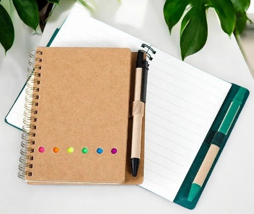 Corporate Swag Lined Spiral Notebook with Pen and Sticky Notes