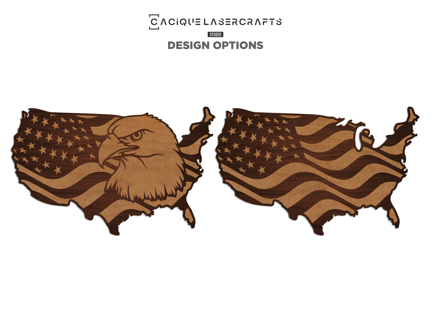 American Flag & USA Map Eagle Signage Decor