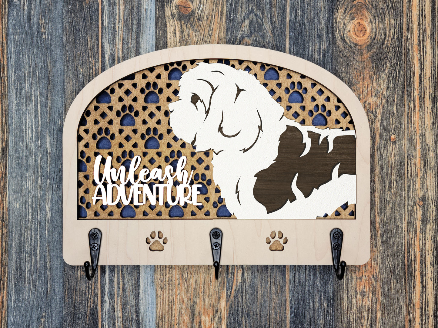 Personalized Dog Leash Holder - 50 breeds available!